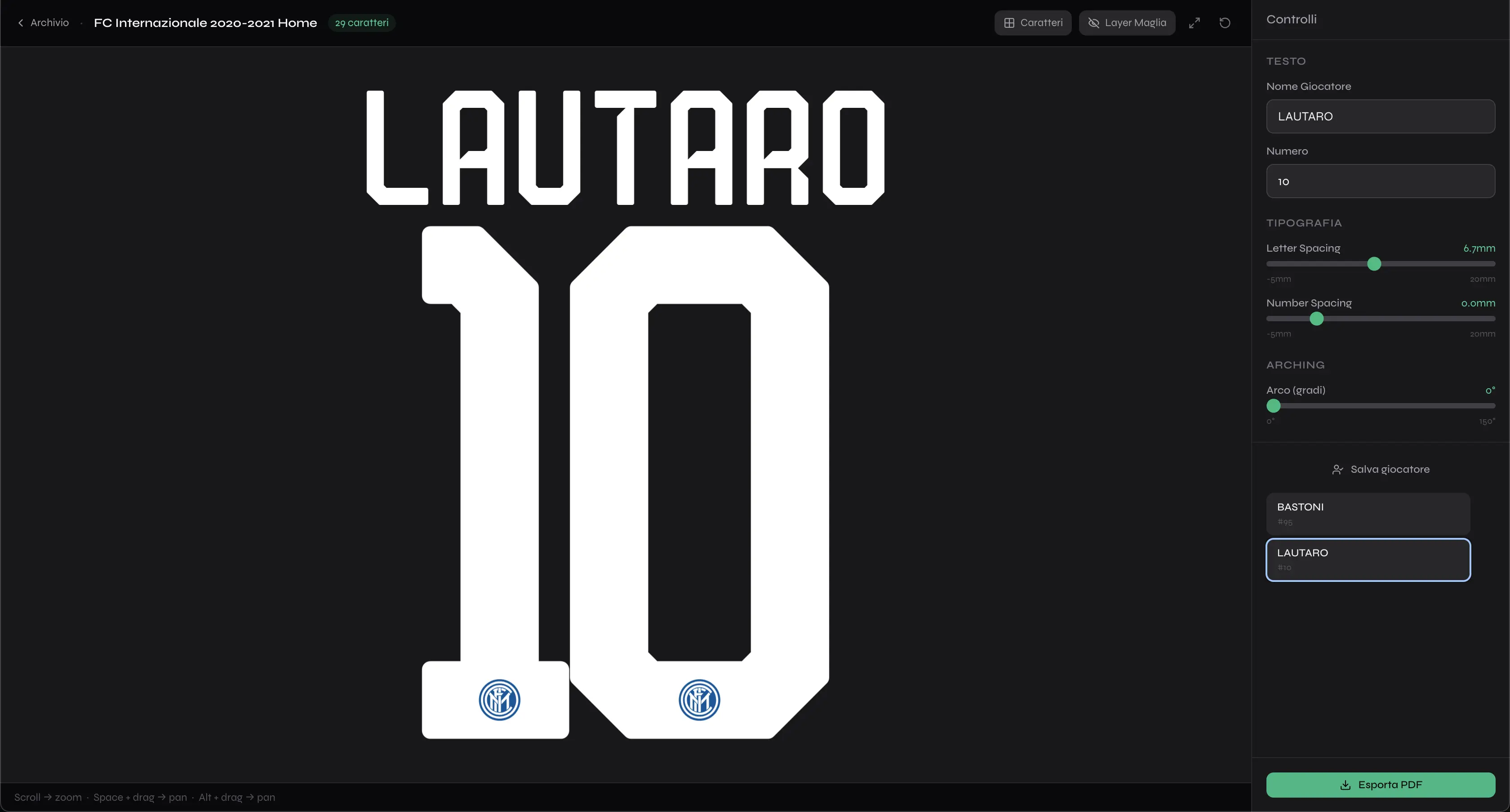Il Character Map Editor — upload SVG per ogni carattere